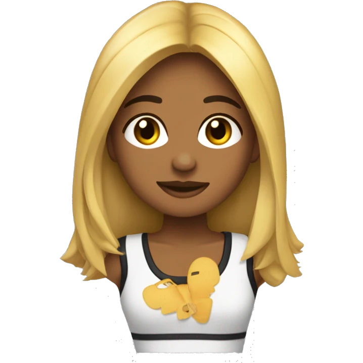 Chica morocha con pelo largo de mechas rubias y negras  emoji
