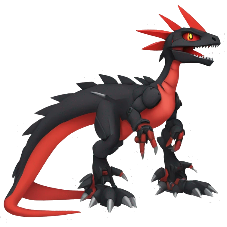  Cool Edgy Black Red Digimon-Fakemon-Guilmon-Velociraptor-Dragon-Mecha full body emoji