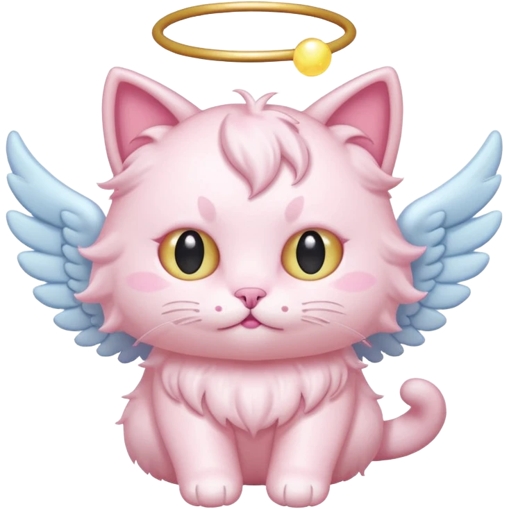 pastel pink spam angel cat with five glowing eyes emoji