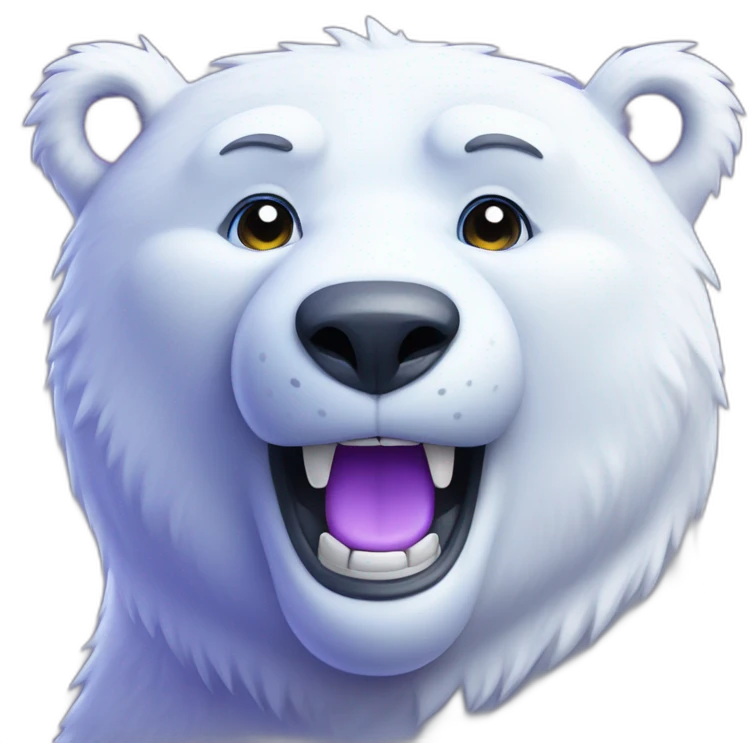 blue and purple polar bear with pearly white smile emoji