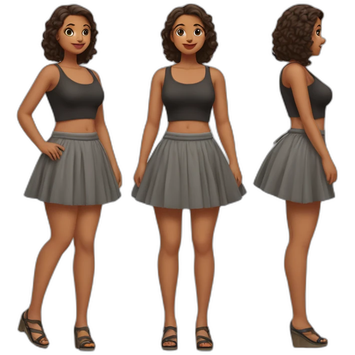 full-body-curvy-beauty-in-a-short-wide-skirt-as-three-view-drawings emoji
