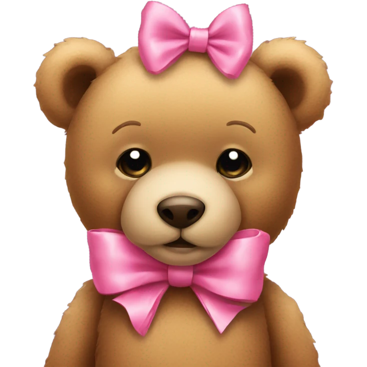 Teddy bear with a pink bow on its neck emoji