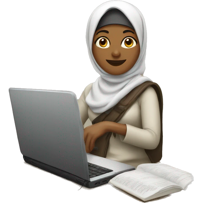 moslem woman with traveling hobbies and work remote emoji