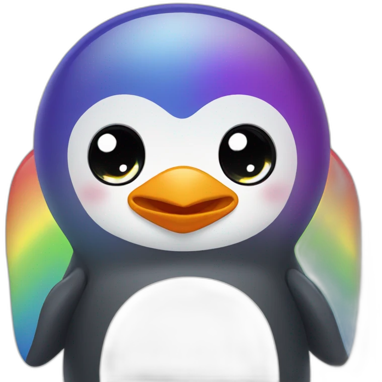 rainbow penguin greeting emoji