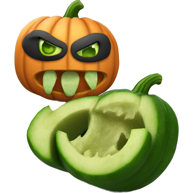 creepy halloween pumpkin eating cucumber emoji