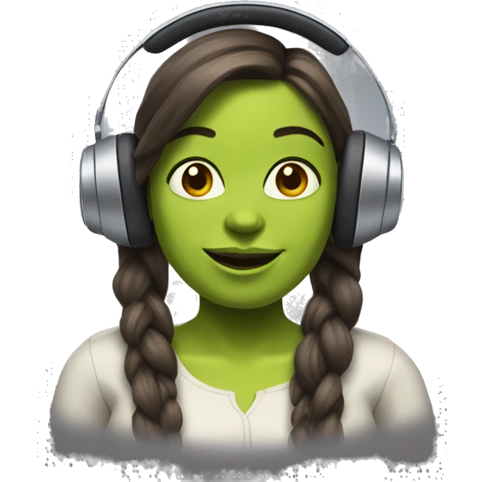 can you make shrek as a good looking woman with a computer and headphones on emoji