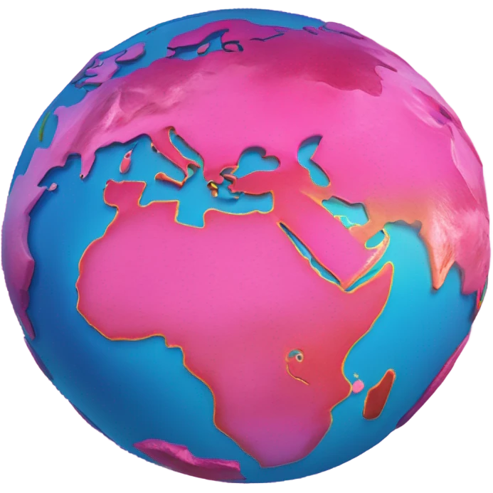 Hot pink planet earth detailed  emoji