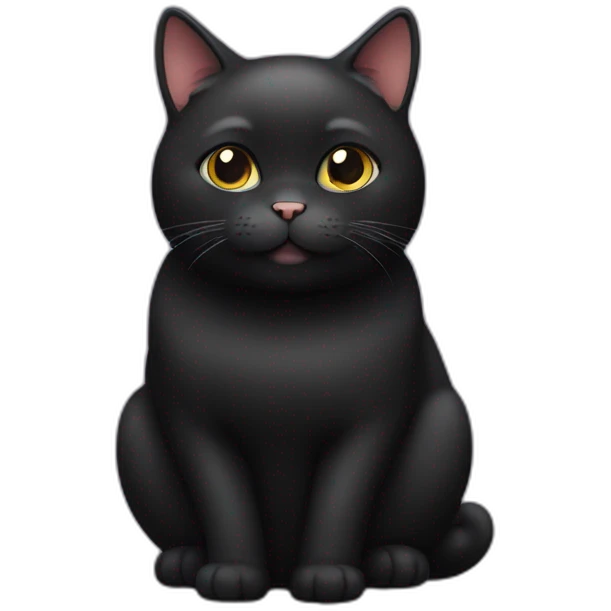 fat black cute cat emoji