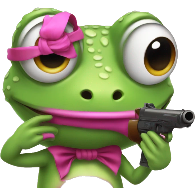 frog with pink gun emoji