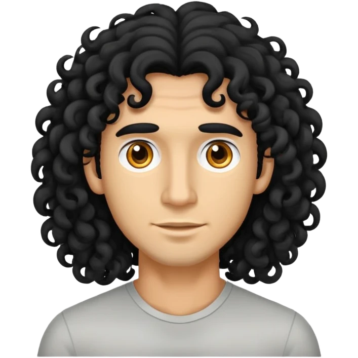 Man with long black curly hair and he has tan skin emoji