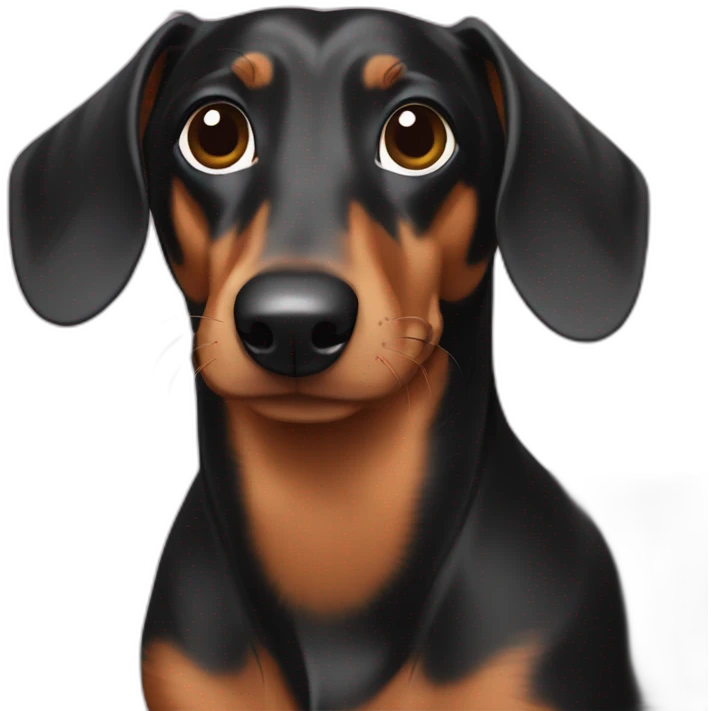 a dachshund with vynils emoji