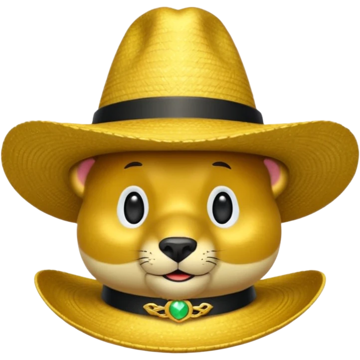 Oso dorado con sombrero elegante y moño negro enojado animatronico emoji