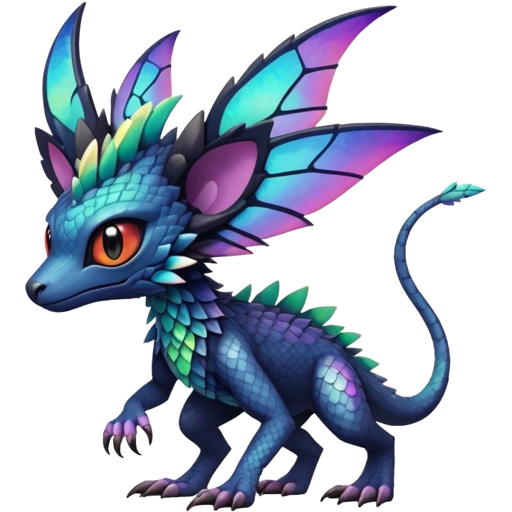 Dark edgy exotic anthropomorphic painted Fakémon-Pokémon-Trico-Vernid-creature emoji