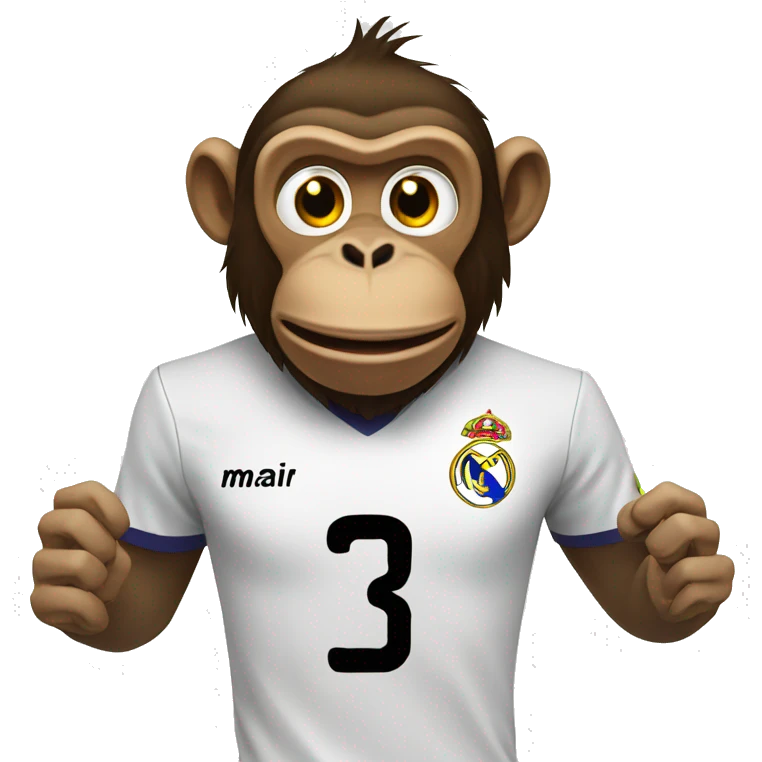 monkey playing football in a real madrid tshirt  emoji