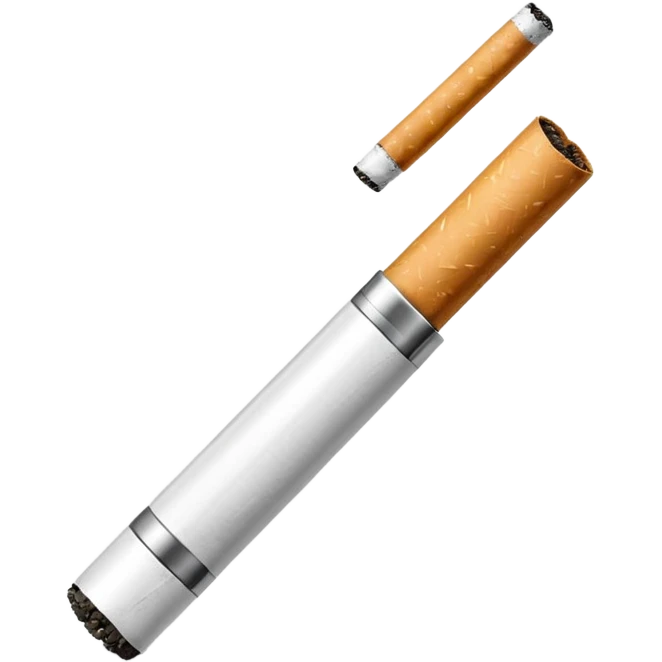 Minimalistic futuristic cigarette emoji, metallic black and white, sleek reflective surface, flat vector, high contrast, minimal design
 emoji