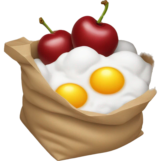 bag of flour, eggs, cherry, emoji