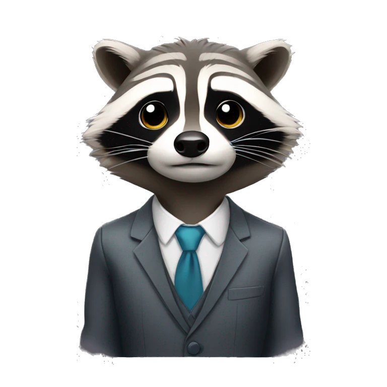 Raccoon wearing suit emoji