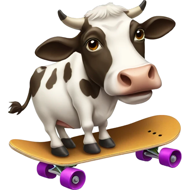 Cow with mustache on a skateboard  emoji
