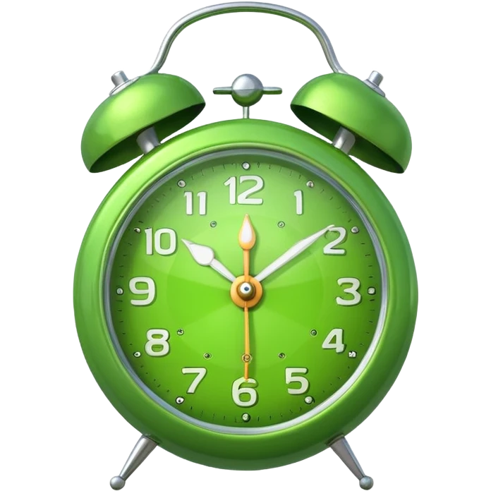 green alarm clock with a bell on top emoji
