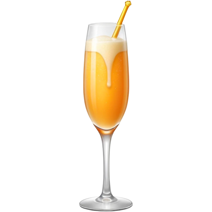 Mango Bellini in einem Sektglas mit viel sprudel emoji