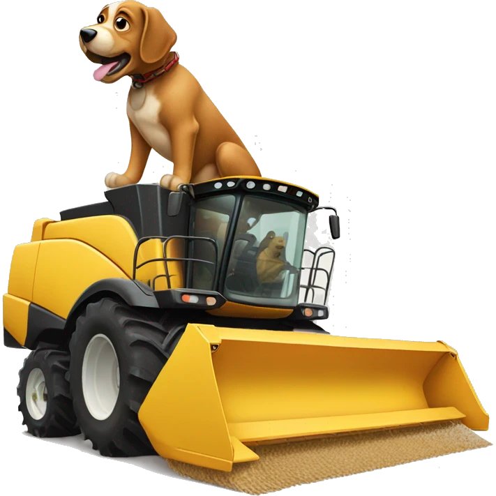 Make a dog driving a combine harvester emoji