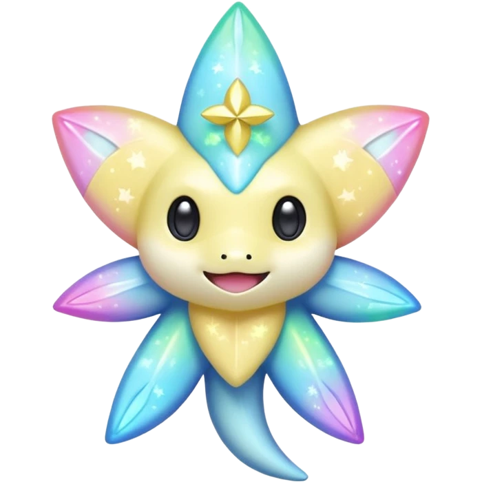 Elemental neon-pastel shimmering lucky charming starry smiling cute Jirachi-Dragalge-Pokémon-Fakémon-hybrid-creature emoji