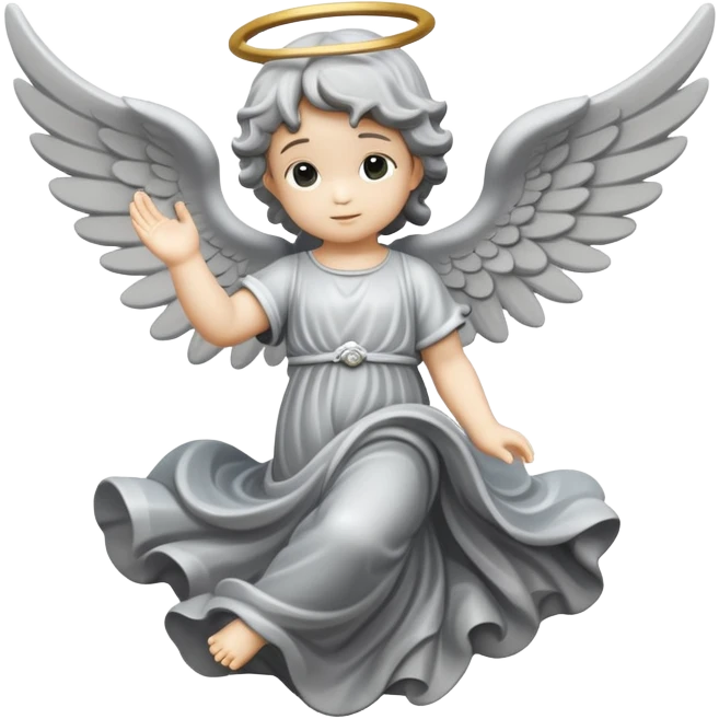 grey flying angel kid made in stone emoji