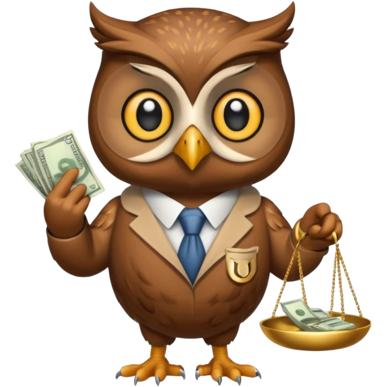 holding money and scale mascot owl emoji