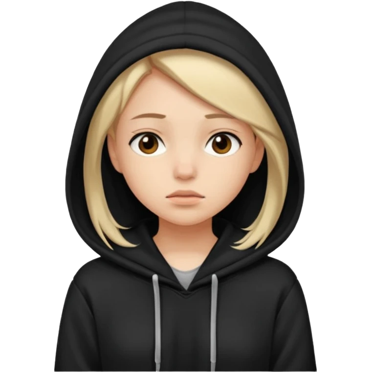 Girl tired and wearing a black hoodie  emoji