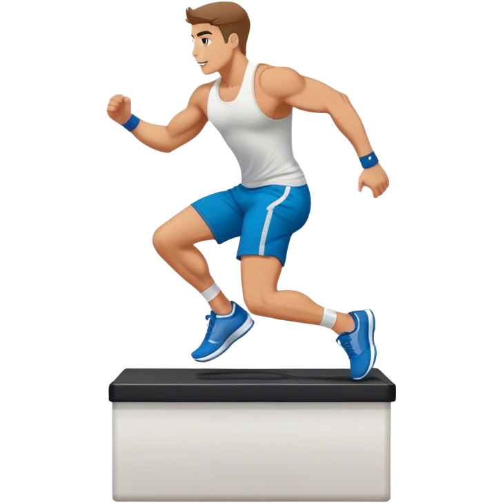 man jump onto plyo-box side-view emoji