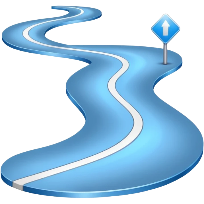 Clean roadmap icon emoji with curved path and milestones, modern corporate style emoji