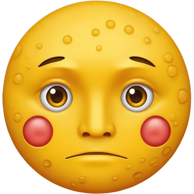 A circular yellow face with many close together face herpes sores emoji