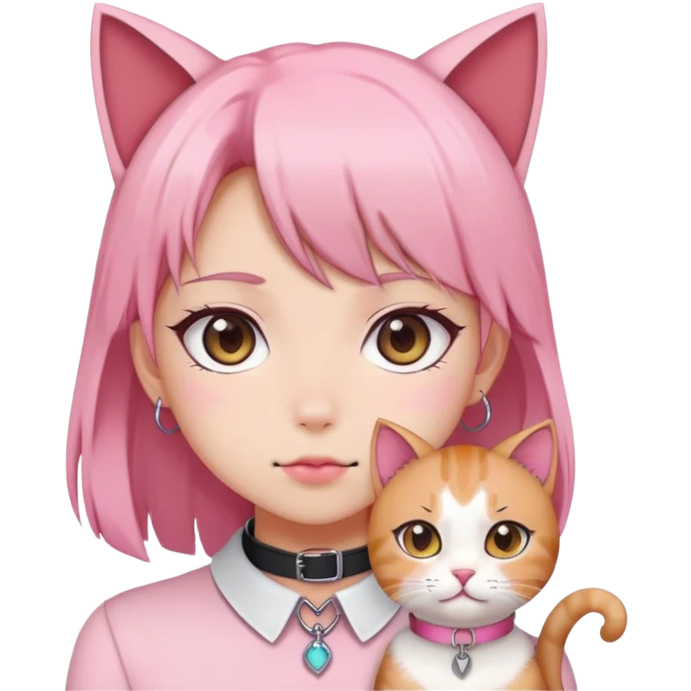 pink anime girl cat head emoji