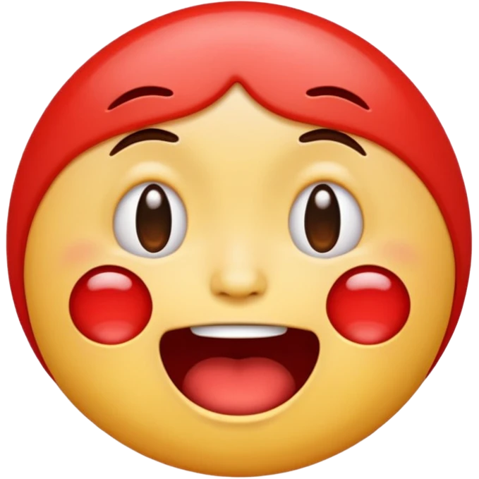 Apple style emoji, laugh crying face but looks exhausted and crazy emoji