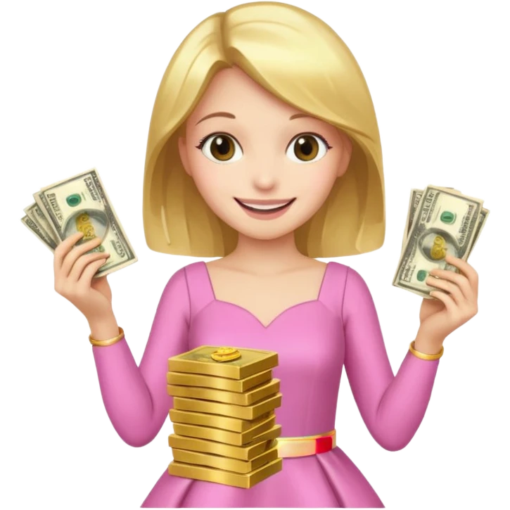 pink girl with wealth emoji