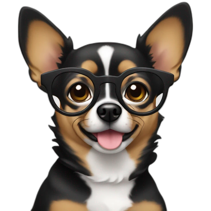 Black Chiuaua with glasses emoji