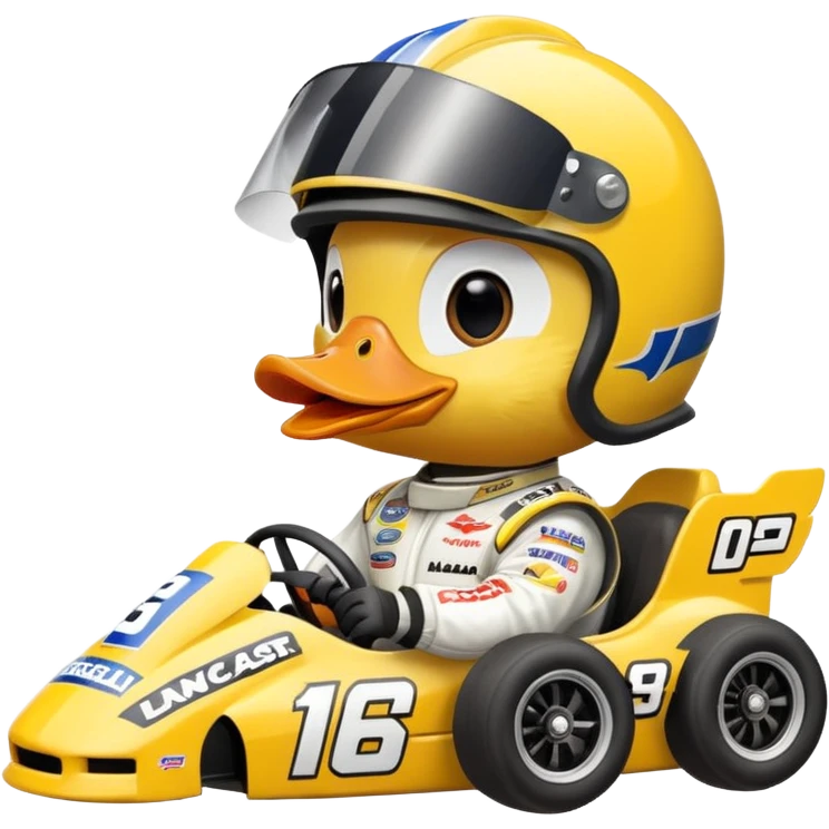 duck driving a nascar emoji