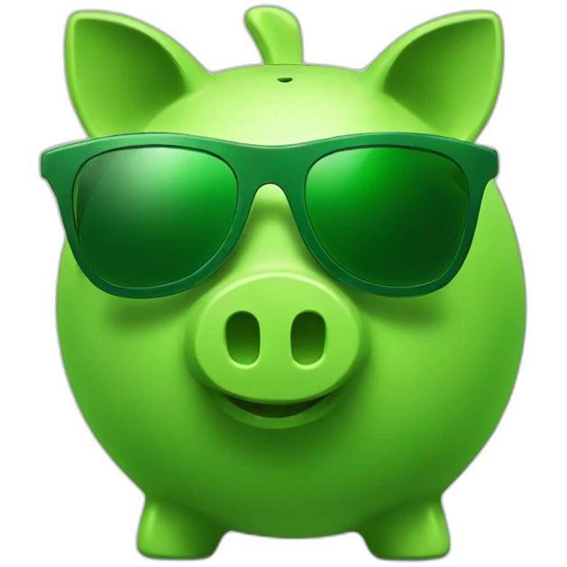 green piggybank with green sunglasses emoji