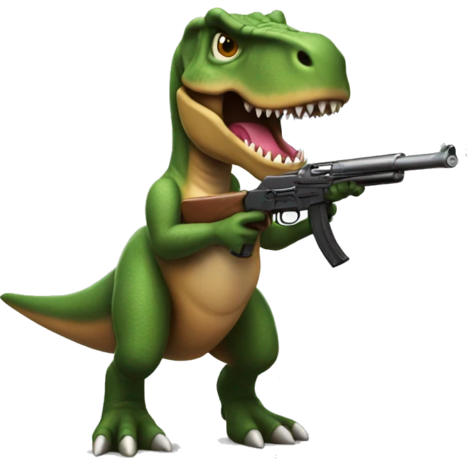 T-rex with a shotgun emoji