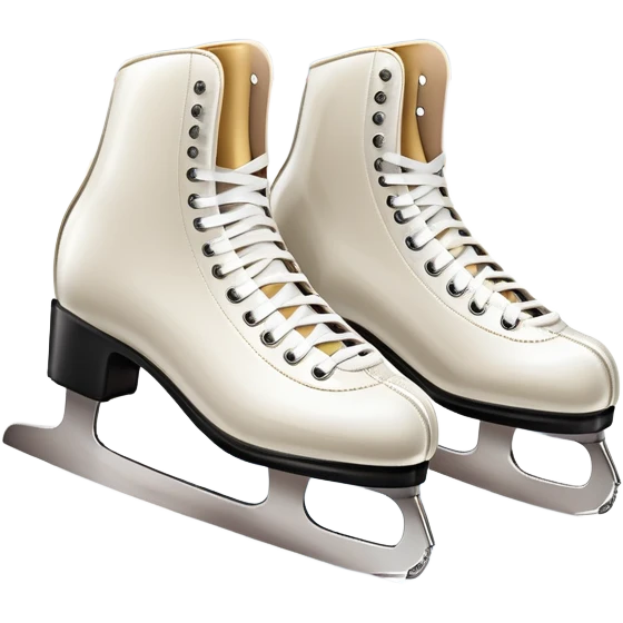 An icon featuring a pair of elegant figure skates resting on scratched, worn ice. In the background, cheering spectators fill the stands of a grand stadium, creating a vibrant atmosphere. Transparent background highlights the essence of figure skating performance emoji
