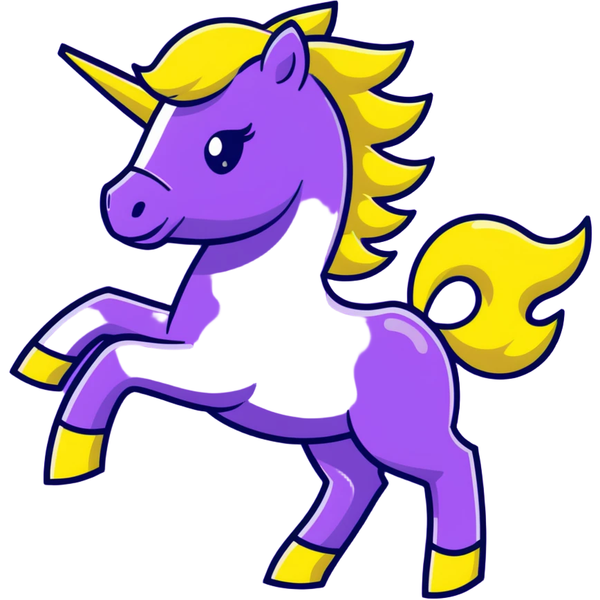 A yellow horse composed of bright electric energy, with yellow wires visible throughout its form, lightning bolts emanating from its mane and tail, galloping at high speed. emoji