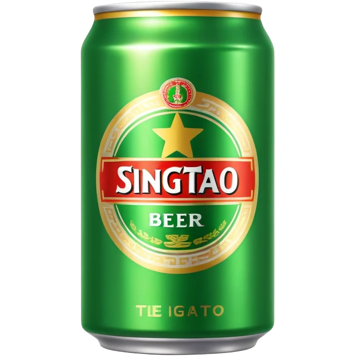 Tsingtao beer can, iconic green and gold design, famous Chinese beer, emoji style emoji