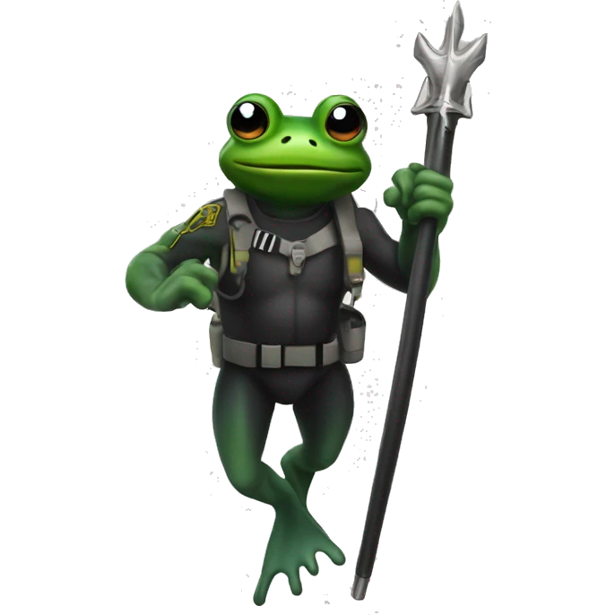Frogman holding trident with black scuba  emoji