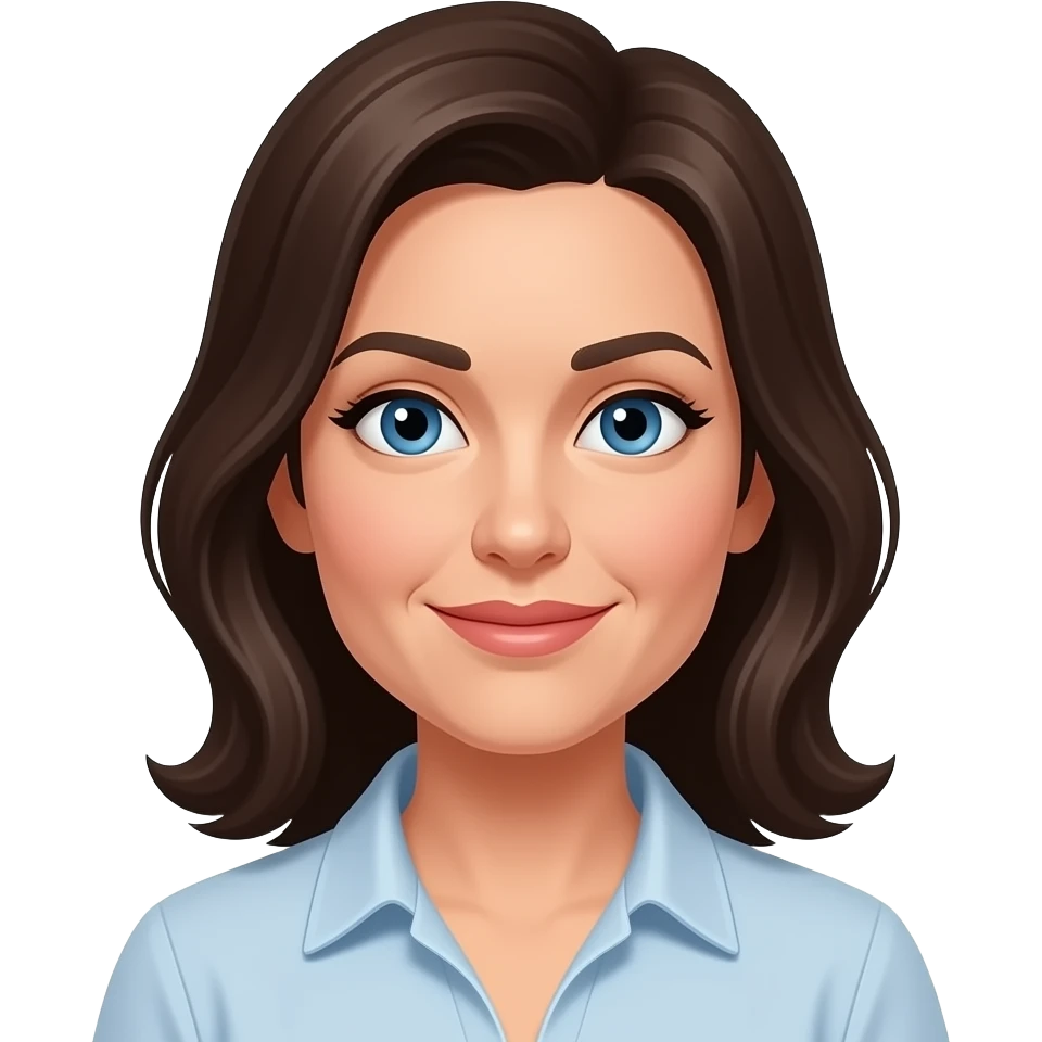 brunette beauty blue eyes 40 years old emoji