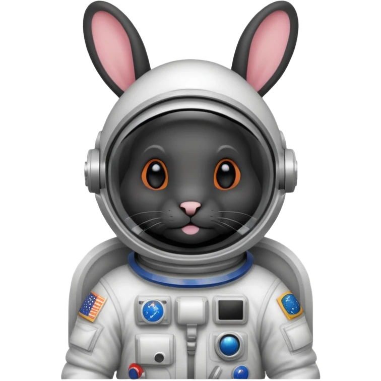 black rabbit with astronaut costume emoji