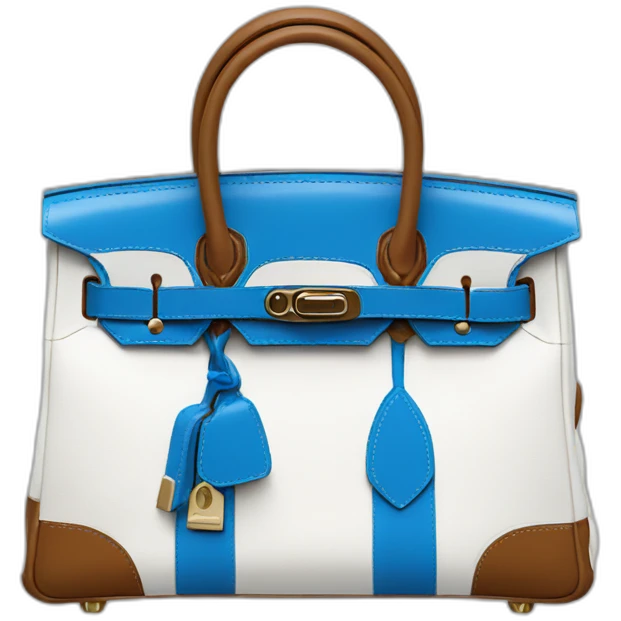 Birkin with a blue flap and white front emoji