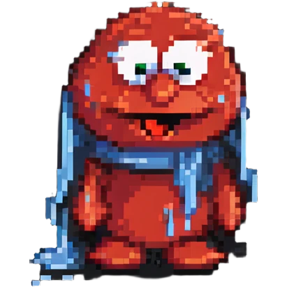 A sad Elmo character with tears emoji