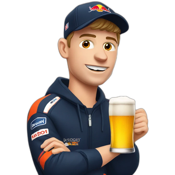 Max verstappen drinking a beer emoji