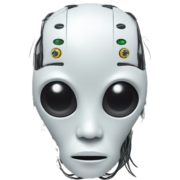 Alien robot head with wires and circuits emoji