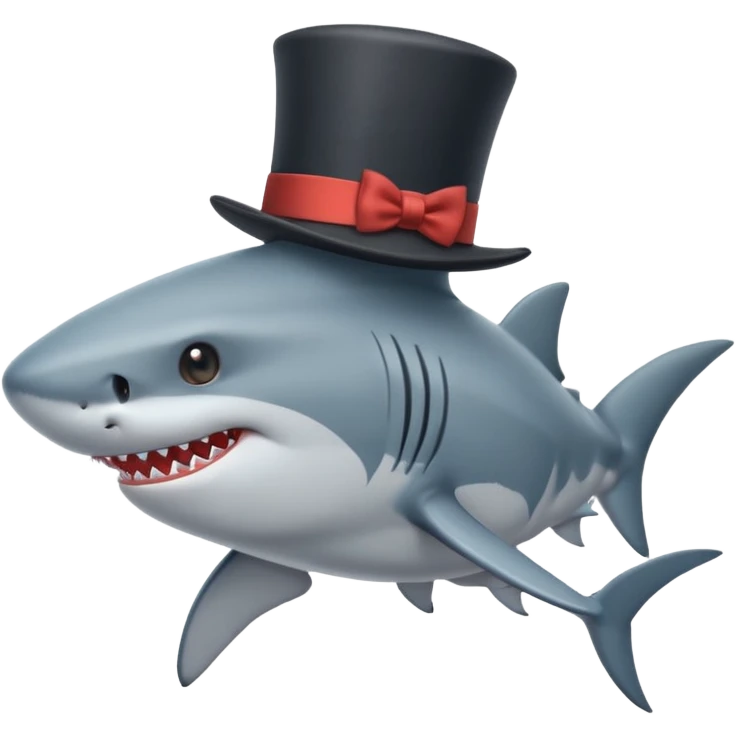 Shark with a top hat emoji
